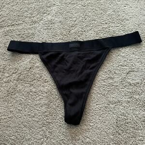 NWT NEW SKIMS Ribbed Wide Strap Thong Underwear Plus Size 4X Black